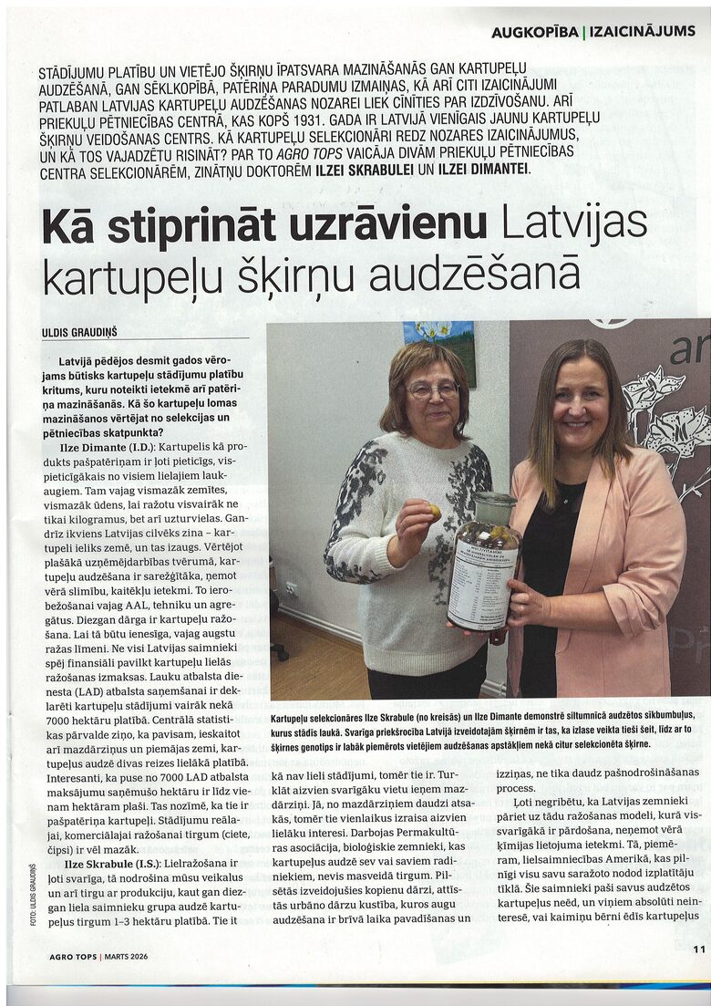 Priekuļu kartupeļi intervija žurnāls Agrotops