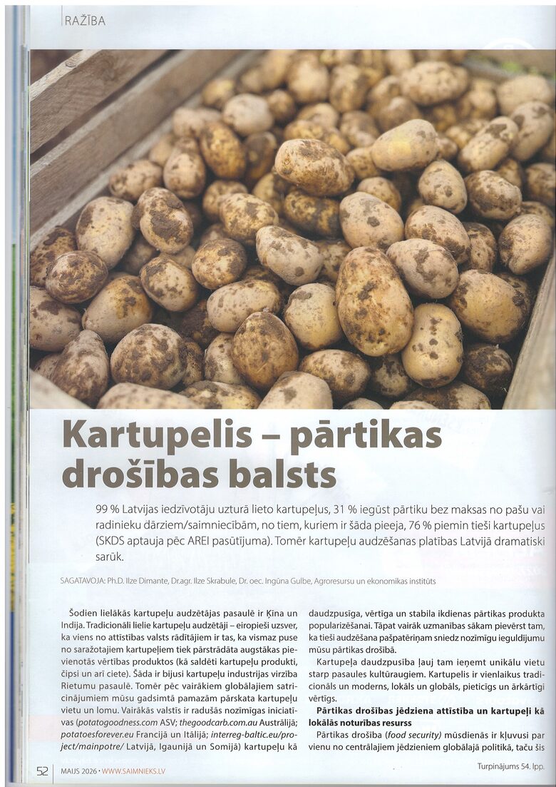 Kartupeļi, žurnāls saimnieks, pārtikas drošība